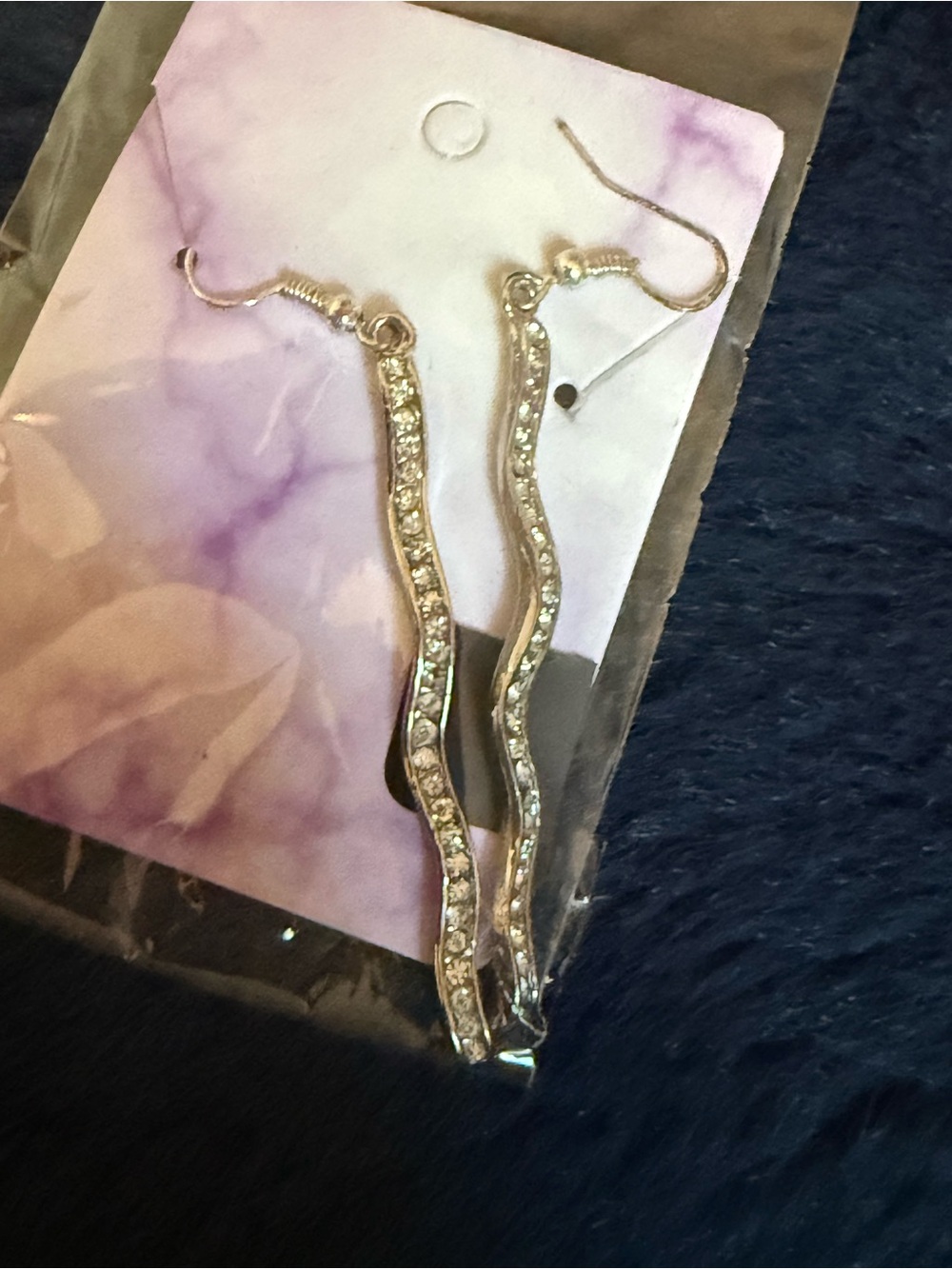Silver Crystal Wave Drop Earrings - Women's Jewelry